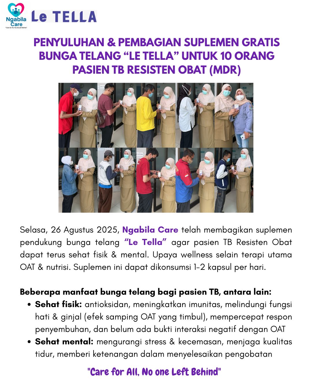 Penyuluhan & Pembagian Suplemen Gratis Bunga Telang "Le Tella"