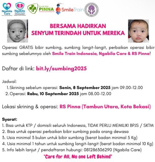 Operasi Bibir sumbing Gratis